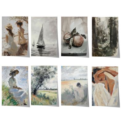 Vintage Impressionismus Poster · Geschenkidee · Frauen Segelboot Landschaft S