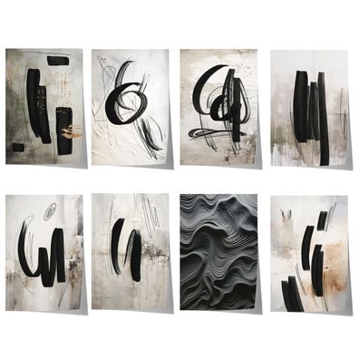 Abstrakte Kunst Poster · Geschenkidee · Schwarze Pinselstriche Struktur Minim