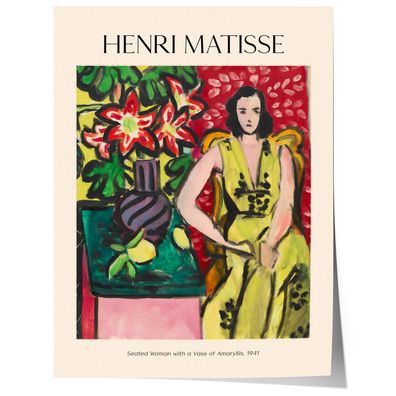 Henri Matisse Poster · Geschenkidee · Sitzende Frau mit Amaryllis-Vase Bunte