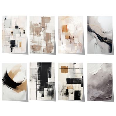 Abstrakte Kunst Poster · Geschenkidee · Geometrie Schwarz Beige Minimalistisc