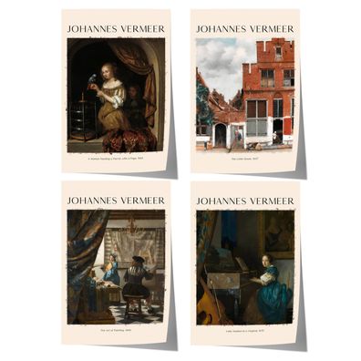 Johannes Vermeer Poster · Geschenkidee · Frau mit Papagei Straßenszene Malkun
