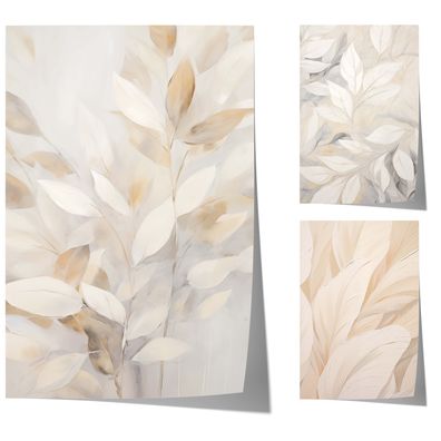 Botanik Poster · Geschenkidee · Beige Blätter und Zarte Pflanzenkunst in Neut