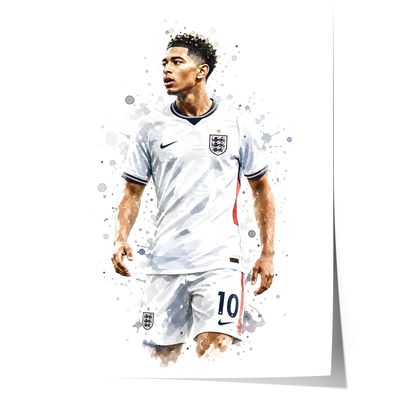 England Fussball Poster · Geschenkidee · Aquarell Sport Wandbild · Deko Prin