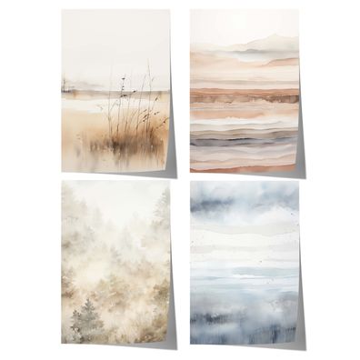 Skandinavische Natur Poster · Geschenkidee · Sanfte Aquarell Landschaften und
