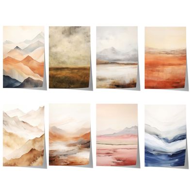 Aquarell Berglandschaft Poster · Geschenkidee · Warme Naturfarben und Moderne