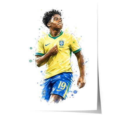 Brasilien Fussball Poster · Geschenkidee · Aquarell Sport Wandbild · Deko Pri