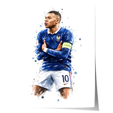 Frankreich Fußball Poster · Geschenkidee · Aquarell Sport Wandbild · Deko Pri