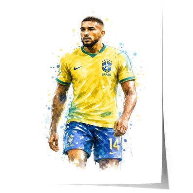 Brasilien Fussball Poster · Geschenkidee · Aquarell Sport Wandbild · Deko Pri