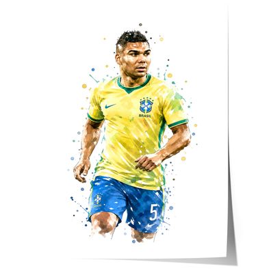 Brasilien Fussball Poster · Geschenkidee · Aquarell Sport Wandbild · Deko Pri