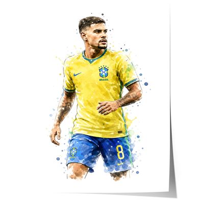 Brasilien Fussball Poster · Geschenkidee · Aquarell Sport Wandbild · Deko Pri