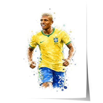 Brasilien Fussball Poster · Geschenkidee · Aquarell Sport Wandbild · Deko Pri