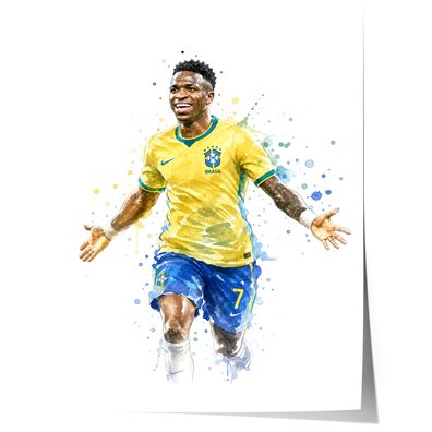 Brasilien Fussball Poster · Geschenkidee · Aquarell Sport Wandbild · Deko Pri