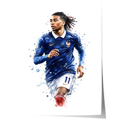Frankreich Fußball Poster · Geschenkidee · Aquarell Sport Wandbild · Deko Pri