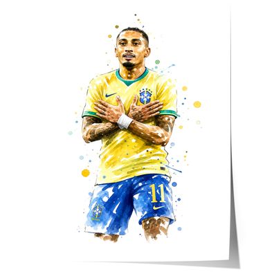 Brasilien Fussball Poster · Geschenkidee · Aquarell Sport Wandbild · Deko Pri