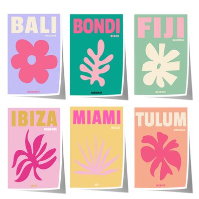 Reiseposter · Geschenkidee · Bali Bondi Beach Fiji Ibiza Miami Tulum · Minima