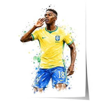 Brasilien Fussball Poster · Geschenkidee · Aquarell Sport Wandbild · Deko Pri