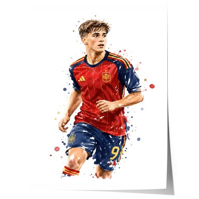 Spanien Fussball Poster · Geschenkidee · Aquarell Sport Wandbild · Deko Print