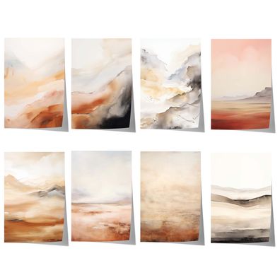 Aquarell Landschaft Poster · Geschenkidee · Warme Wüstenfarben und Moderne Na