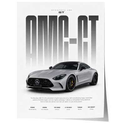 Grauer Sportwagen Poster · Geschenkidee · Luxus Coupé Wandbild · Deko Print o