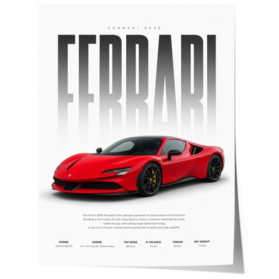 Roter Supersportwagen Poster · Geschenkidee · Hybrid Sportwagen Wandbild · De