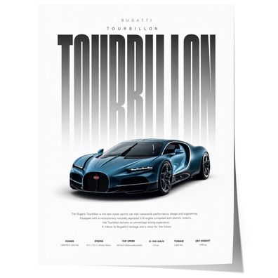 Hypercar Poster Dunkelblau · Geschenkidee · Luxus Sportwagen Wandbild · Deko