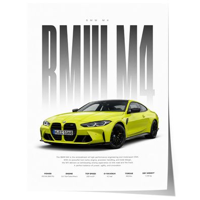 Sportwagen Poster Gelb · Geschenkidee · Performance Coupé Wandbild · Deko Pri