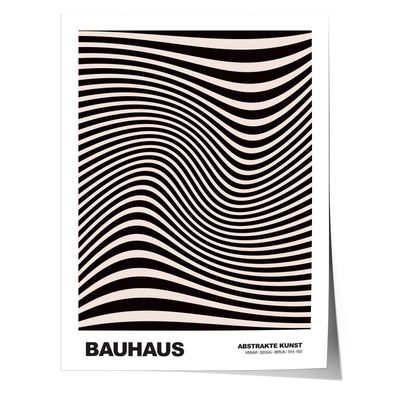 Poster Bauhaus Abstrakte Kunst · Organisches Linienmuster in Schwarz Beige