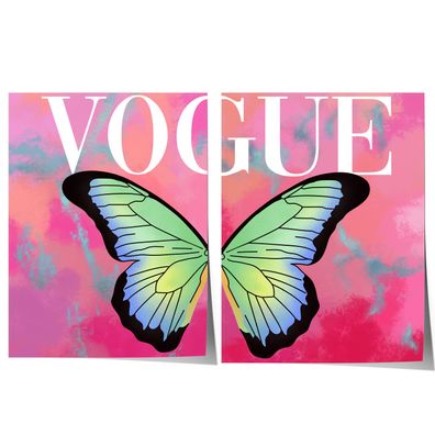 2er Vogue Schmetterling Poster · 2er Wandbilder · Ästhetische Butterfly Ill