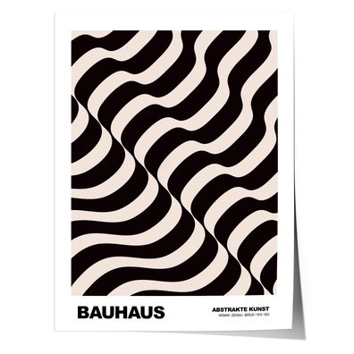 Poster Bauhaus Abstrakte Kunst · Wellenmuster in Beige und Schwarz · Geometri