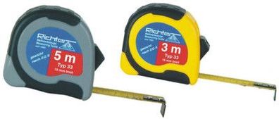Richter Taschenrollbandmaß 16/19 mm 3 oder 5m Taschenbandmaß Bandmaß Maßband