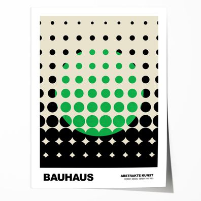 Poster Bauhaus Punkte · Grünes Raster Design auf Beige · Abstrakte Geometrie