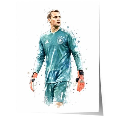 Deutschland Fussball Poster · Geschenkidee · Aquarell Sport Wandbild · Deko P
