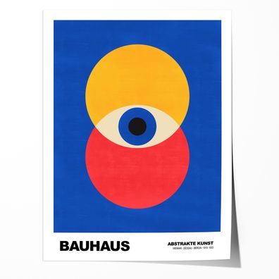Poster Bauhaus Geometrische Formen · Abstraktes Auge in Primärfarben Blau Rot