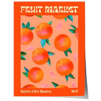 Fruit Market Poster · Orange Pattern Artwork · Retro Modern Illustration · Mi