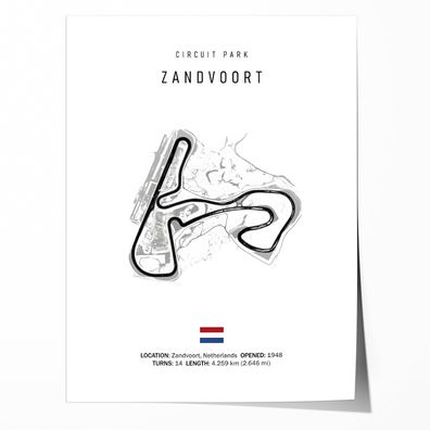Poster Formel 1 2026 Rennstrecke Zandvoort Netherlands · Geschenkidee · Große