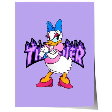 Duck Girl Cartoon Poster · Thunder Typografie · Pop Art Illustration · Cute C