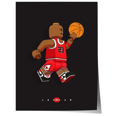 Block Style Basketball Figur Poster · Minimalistische Pop Art Sport Illustrat