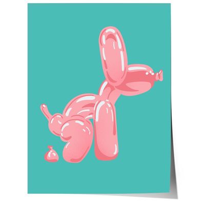 Pink Balloon Dog Poster · Pop Art Hund Illustration · Moderne Minimalistisch