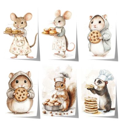 Süßes Tier Bäckerei Poster · Geschenkidee · Aquarell Tier Illustration Style