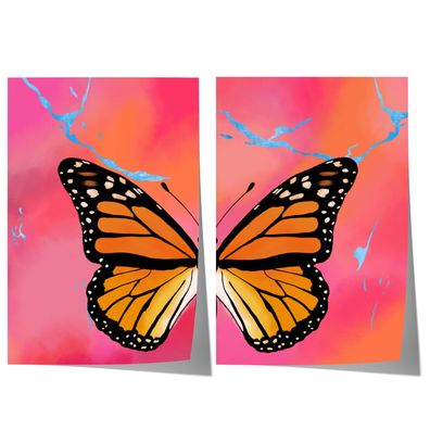 Orange Butterfly Wings Poster · Geschenkidee · Minimalistisches Butterfly Sty