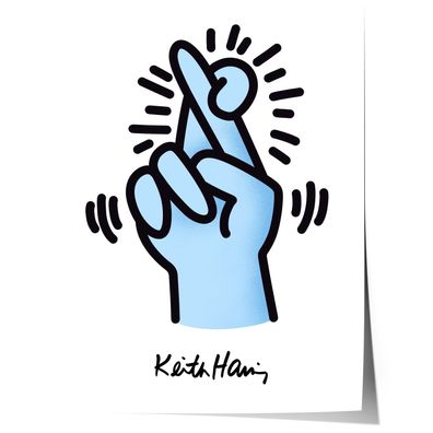 Finger Herz Poster · Keith Haring Style Hand Design · Minimal Line Art · Mode