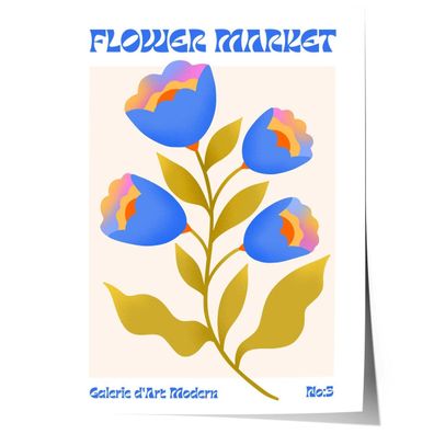 Blumen Retro · Geschenkidee · Flower Market · Mid Century Moderne Illustratio