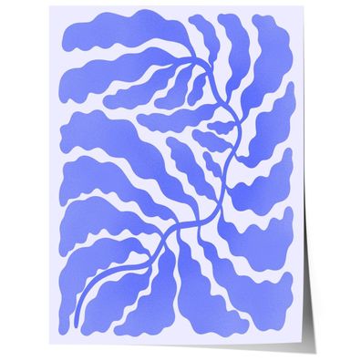 Palmenblatt Blau Abstrakt Poster · Geschenkidee · Modern Line Art · Dekoprint