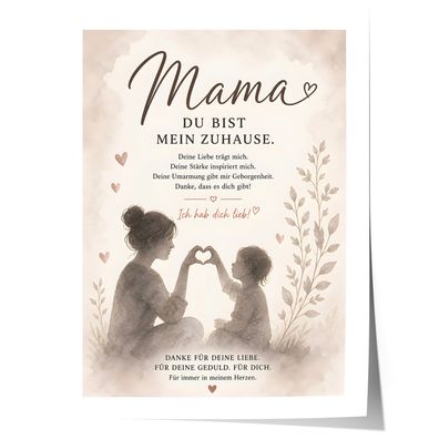 Muttertag Poster Mama & Kind · Geschenk für Mama · Liebe Spruch Poster · Fami