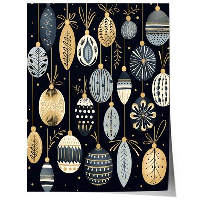 Weihnachtskugeln Poster · Geschenkidee für Weihnachtsliebhaber · Skandinavisc