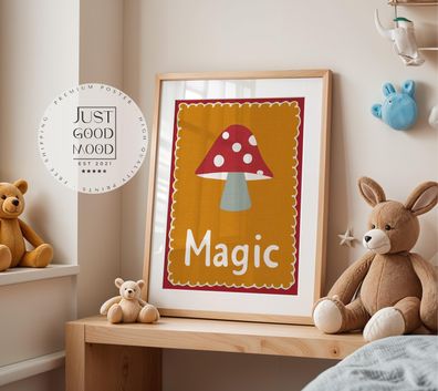 Poster Kinderzimmer Magic · Fliegenpilz Illustration · Magische Wanddeko in R