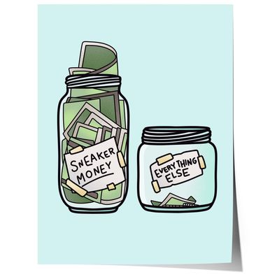 Sneaker Money Glas Illustration Poster · Geschenkidee · Lustiges Spar Design