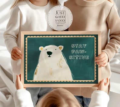 Poster Kinderzimmer Bär · Bear With Me Wortspiel · Lustiges Tierposter mit Sp