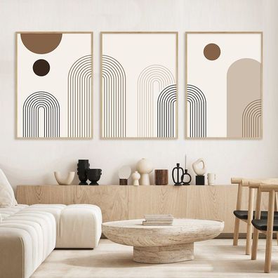 Poster Boho Abtrakt Bogen Linien | Bilder Wohnzimmer | Wandbilder Schlafzim