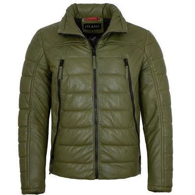 Jilani - Herren Lederjacke Steppjacke Lammnappa grün